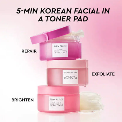 Glow recipe | Korean Toner Pad Skin Care Kit for Pores, Dark Spots, and Skin Barrier Repair