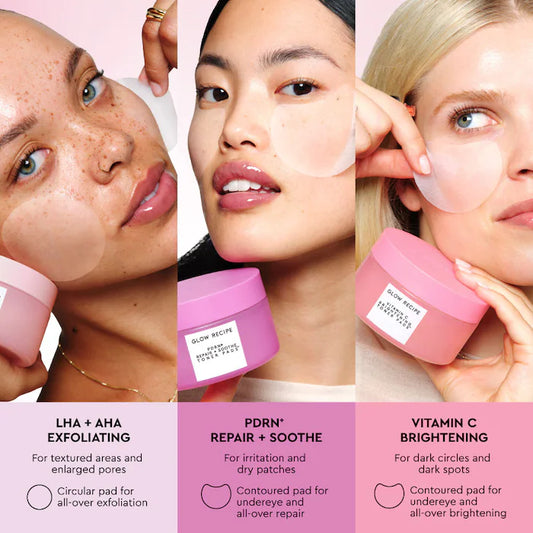 Glow recipe | Korean Toner Pad Skin Care Kit for Pores, Dark Spots, and Skin Barrier Repair