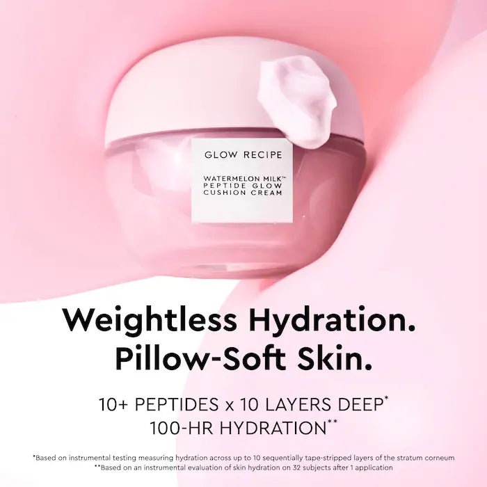 Glow Recipe | Watermelon Milk Peptide Cushion Cream™ Refillable Moisturizer for Dry Skin & Barrier Support
