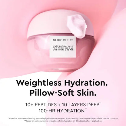 Glow Recipe | Watermelon Milk Peptide Cushion Cream™ Refillable Moisturizer for Dry Skin & Barrier Support