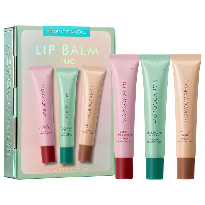 Moroccanoil | Lip Balm Trio Gift Set – Hydrating Argan + Peptide Lip Treatment