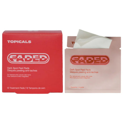 Topicals | Faded Brightening Peel Pads for Dark Spots, Discoloration & Uneven Skin Tone (12 pack)