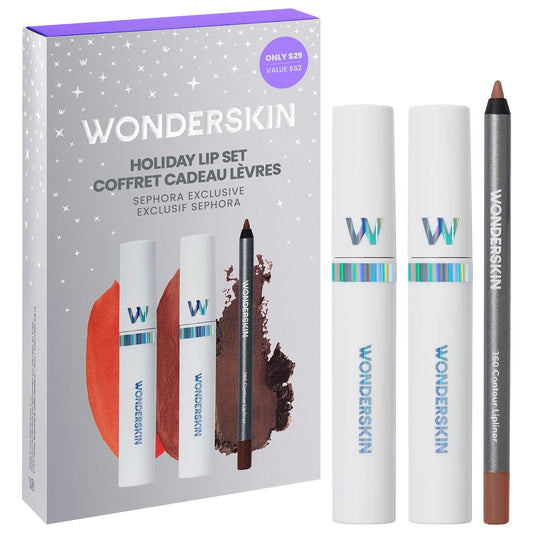 Wonderskin | Holiday Lip Stain and Lip Liner Trio Makeup Gift Set