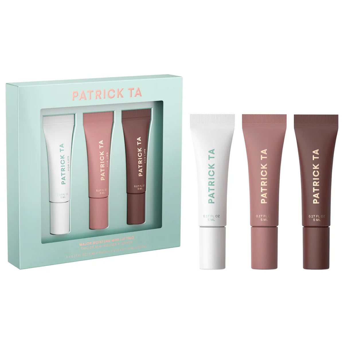 PATRICK TA | Mini Major Moisture Smoothing and Hydrating Tinted Lip Balm Trio Makeup Gift Set
