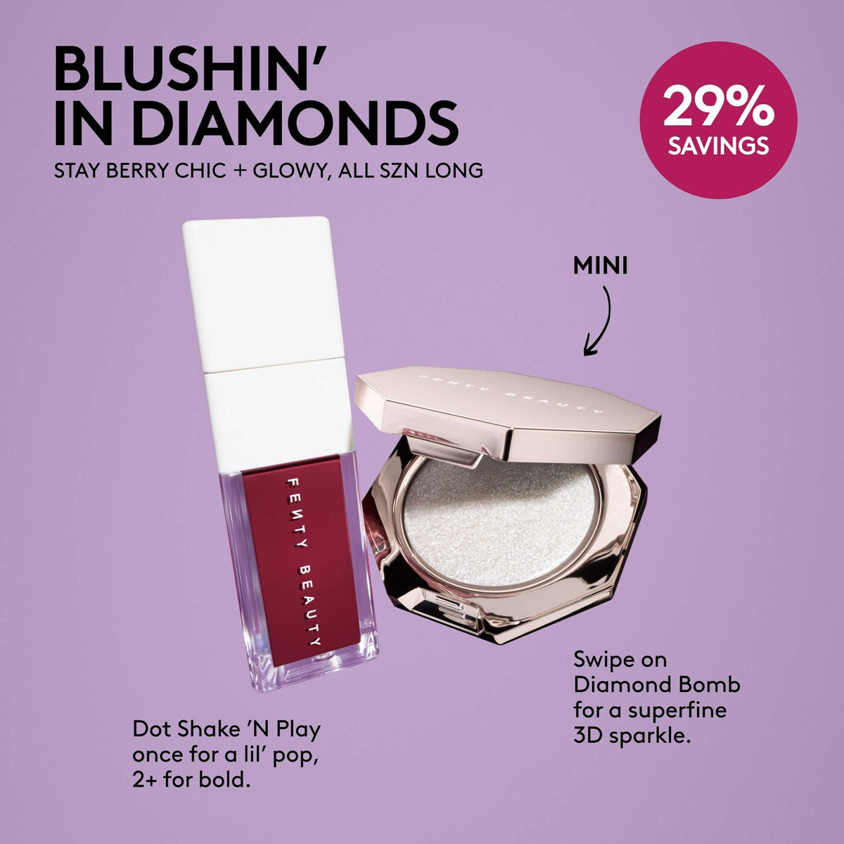 Fenty Beauty by Rihanna | Blushin' In Diamonds Liquid Blush + Highlighter Duo Makeup Gift Set