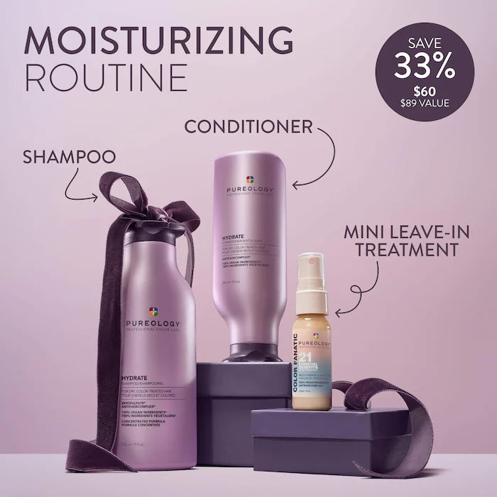 Pureology | Hydrate Shampoo, Conditioner & Color Fanatic Hair Gift Set