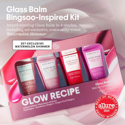 Glow Recipe | Glass Balm Mini Lip Glass Balm 4 pc. Gift Set for 12 hour Hydration & Shine