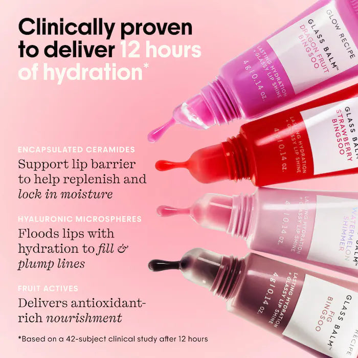 Glow Recipe | Glass Balm Mini Lip Glass Balm 4 pc. Gift Set for 12 hour Hydration & Shine