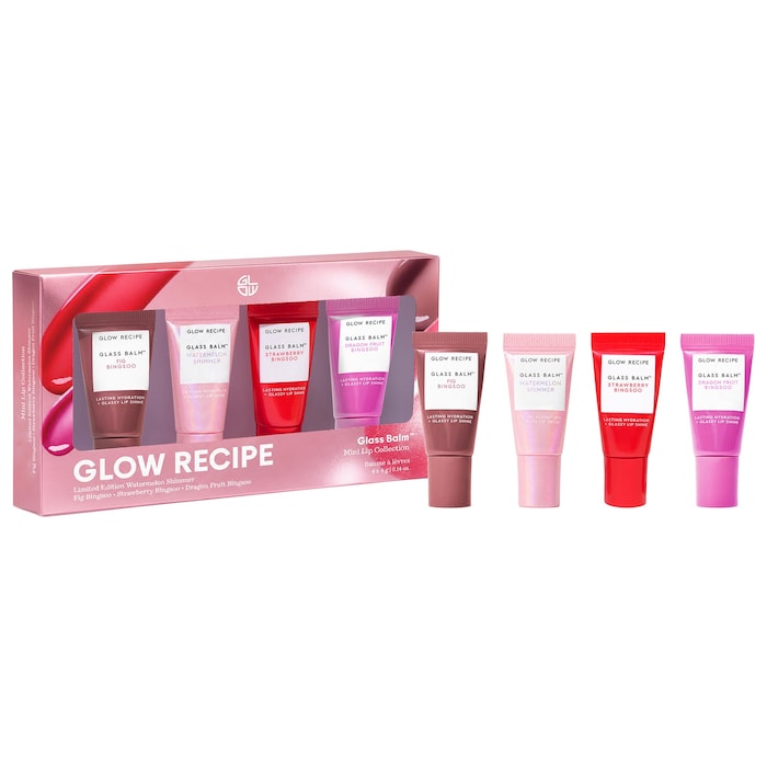 Glow Recipe | Glass Balm Mini Lip Glass Balm 4 pc. Gift Set for 12 hour Hydration & Shine