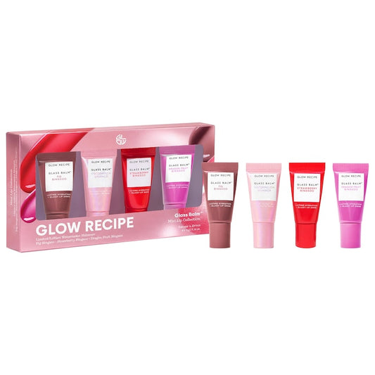 Glow Recipe | Glass Balm Mini Lip Glass Balm 4 pc. Gift Set for 12 hour Hydration & Shine