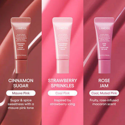 LANEIGE | Glassy Lip Minis 3 Pc. Glaze Craze Tinted Peptide Lip Serum Gift Set